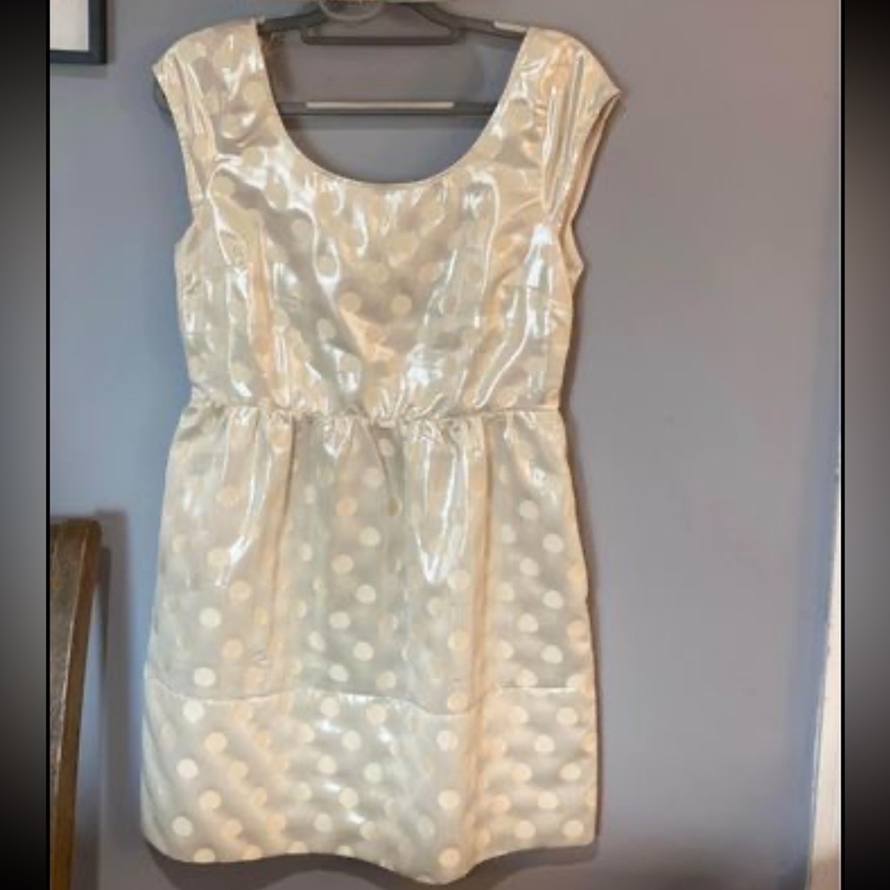 AMERICAN Eagle White Metallic Polka Dot Dress Size 12